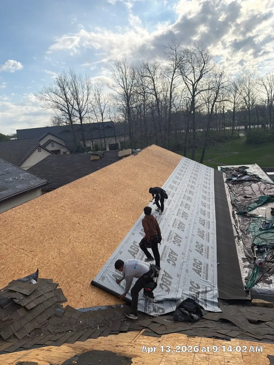 Tarping and dry-in on a Trader's Point commercial roof